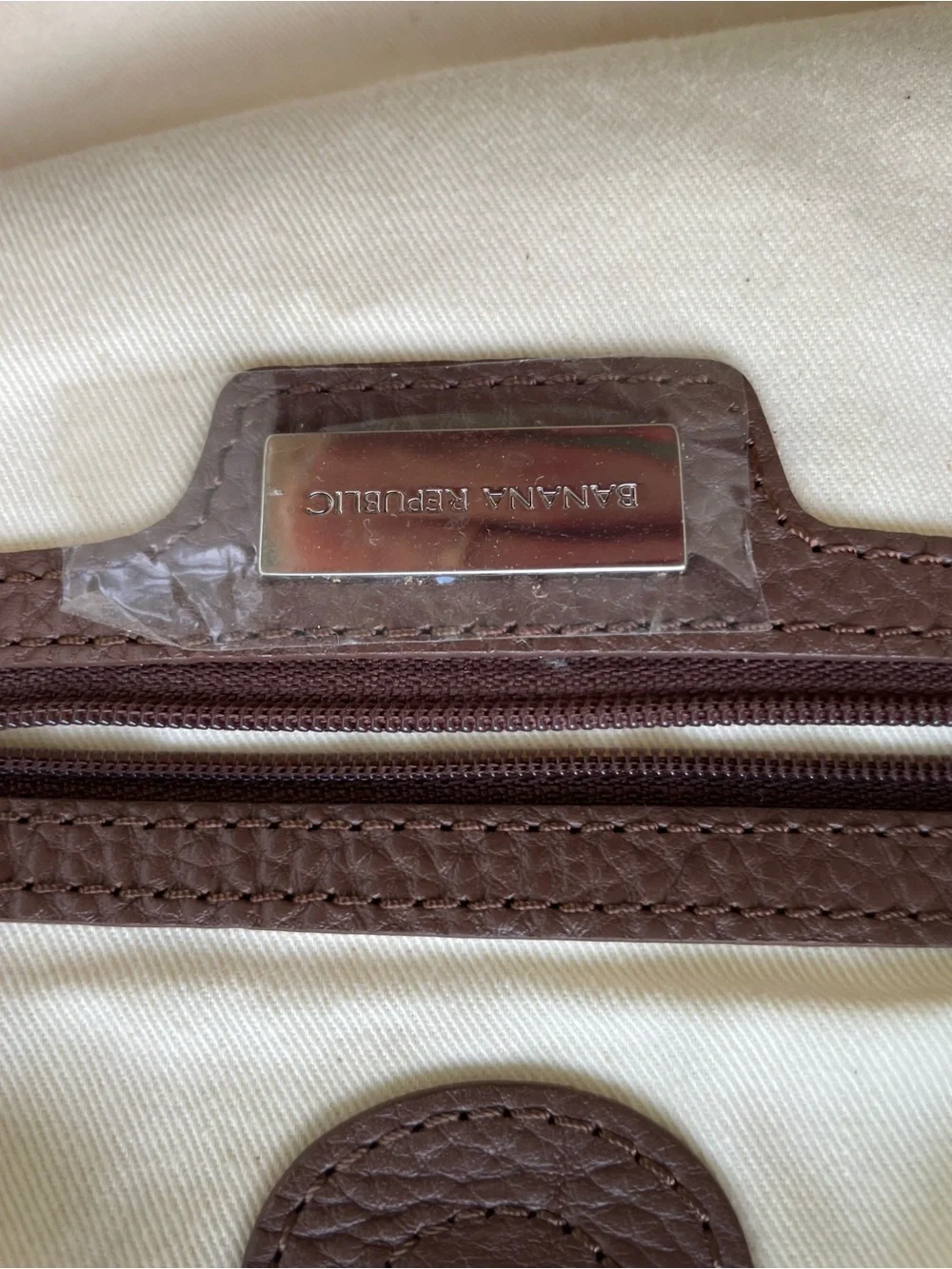 Banana Republic Cream Macramé Shoulder Bag with Brown Wrapped Handles NWOT